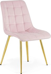 Étkezőszék SPLIT VELVET arany lábakkal, világos rózsaszín