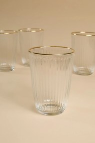4 részes arany szegélyes üveg pohárszett 395 ml