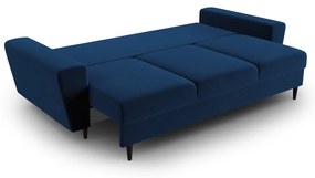Kék bársony kinyitható tárolóhelyes kanapé 235 cm Kyoto – Cosmopolitan Design