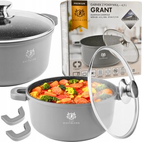 Indukciós És Gáztűzhez Alkalmas Gránit Edény 4,4L 24cm Fedővel Kerek Szürke Edény