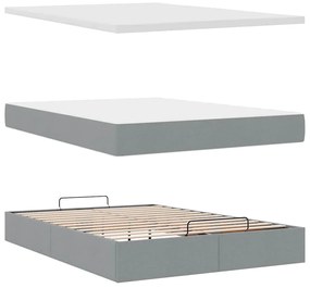 Ottomán ágykeret matraccal világosszürke 140x190 cm szövet
