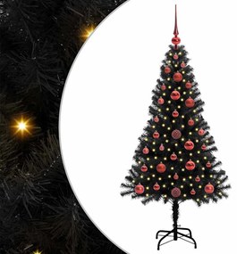 Karácsonyfa 150 LED-del állvánnyal Fekete 120 cm PVC