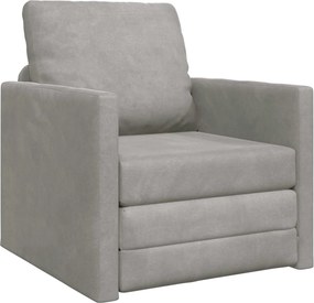 vidaXL Kanapéágy 60cm Világosszürke Bársony