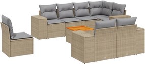 vidaXL 9 részes bézs polyrattan kerti ülőgarnitúra párnákkal