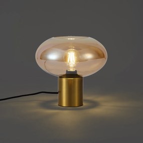 Design asztali lámpa sárgaréz borostyánszínű üveggel - Umbrella