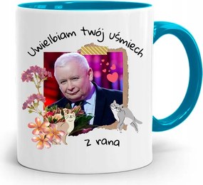 Kék Vicces Bögre Jaroslaw Kaczynski fényképes nyomattal