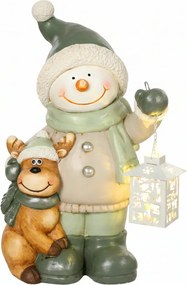 HOMCOM Hóember figura 43 cm MGO-ból LED lámpával és időzítővel, bejárathoz és ajtóhoz
