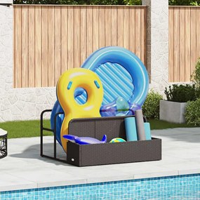 fekete polyrattan medence melletti úszótároló 110x100x57 cm
