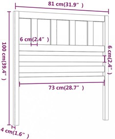 fekete tömör fenyőfa ágy fejtámla 81 x 4 x 100 cm