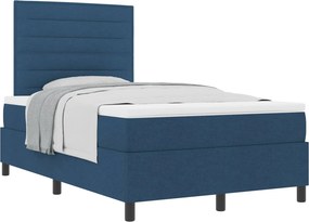 vidaXL Boxrugós ágy matracmal fejtámlával Kék 120 x 200 cm szövet