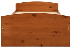 mézbarna tömör fenyőfa ágykeret 2 fiókkal 90 x 200 cm