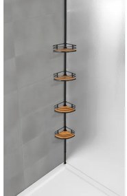 WENKO 24756100-Sarokpolc DOLCEDO 31x20 cm rozsdamentes acél/fekete/barna