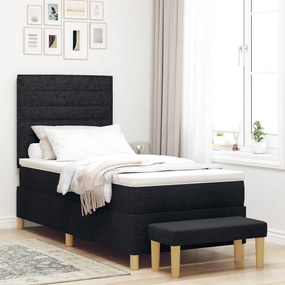 Boxspring Ágy matraccal és paddal fekete 100x200 cm szövet
