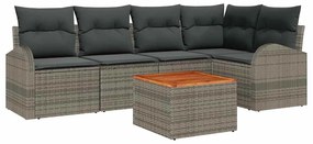 vidaXL Kerti Kanapé Szett tárolóval 6 pcs Szürke polirattan