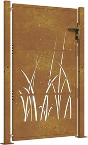 vidaXL Corten acél kerti kapu 100x150 cm, fűmintás