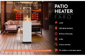 Planika Faro GAS - Kültéri gáz kandalló 142x36 cm 8kW fehér + védőborítás