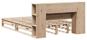vidaXL tömör fa könyvespolcos ágy matrac nélkül 120 x 190 cm