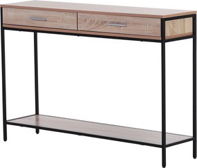 HOMCOM Ipari Stílusú Előtér Konszol Asztal Fiókokkal és Acél Szerkezettel 120x30x81.5 cm Tölgyfa | Aosom