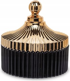 Kozmetikai Tároló Doboz Fekete Arany 15cm Üveg