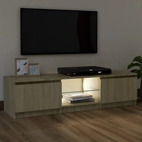sonoma tölgy színű TV-szekrény LED lámpákkal 120x30x35,5 cm