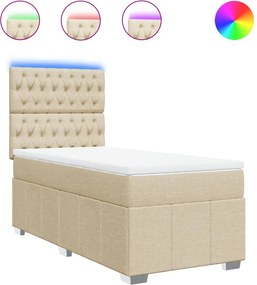vidaXL krémszínű szövet rugós ágy matraccal 80 x 200 cm