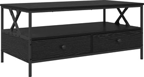vidaXL Dohányzóasztal with Drawer Musta tammi 100 x 51 x 45 cm Faanyag