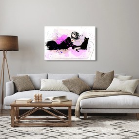 Kép - Nő egy fekete macskával (90x60 cm)