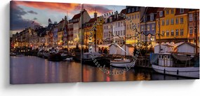 Kép - Nyhavn, Koppenhága (órával) (90x30 cm)