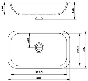 Sapho - Süllyesztett mosdó IMPALA 58,8x35,5 cm fehér