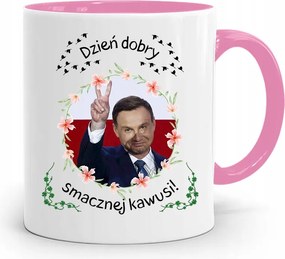 Andrzej Duda Pis Rózsaszín Elnöki Bögre fényképes nyomattal