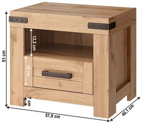 MORATIZ éjjeliszekrény, wotan tölgy