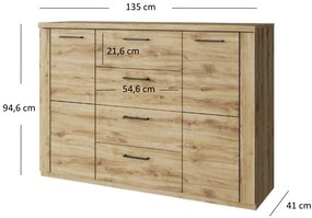 Komód Deloris 2D4S (navarra tölgy). 1052873