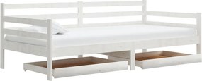 vidaXL fehér tömör fenyőfa dívány fiókokkal 90 x 200 cm