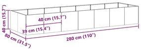vidaXL fekete acél növénytartó 280x80x40 cm
