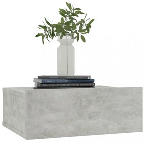2 db betonszürke szerelt fa függő éjjeliszekrény 40x30x15 cm