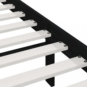 fekete franciaágy tömör fenyőfa ágykeret 150x200 cm