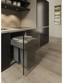 Hulladékgyűjtő Elletipi SQUARE 2.0 450, szelektív, frontkihúzású, szürke, 2*24L