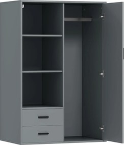 HOMCOM Modern Ruhásszekrény 2 Fiókkal, Állítható Nyitott Polcokkal, Akasztósrúddal, Ruhásszekrény Hálószobába és Előszobába, 80x50x124 cm, Sötétszürke