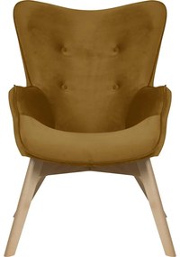 Mustársárga bársony fotel Niko – Ropez