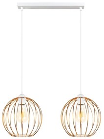 Csillár zsinóron MATT 2xE27/60W/230V fehér/réz