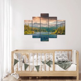 Egy kép a hegyi folyó és a hegyek (150x105 cm)