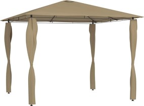 vidaXL tópszínű pavilon oszlop takarókkal 3 x 3 x 2,6 m 160 g/m²