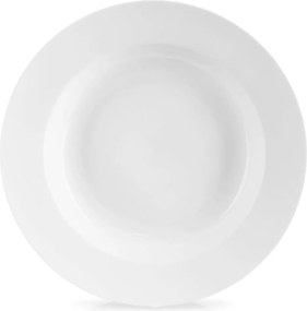 Ebédlőtányér Mély porcelán leveshez fehér klasszikus 24,5 cm 350 ml