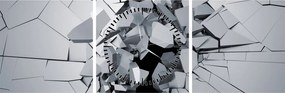 3D absztrakciós kép (órával) (90x30 cm)
