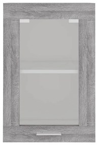 szürke sonoma színű szerelt fa függő üvegszekrény 40x31x60 cm