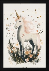Poszter Keret Fa Gyerek Unikornis Virág Szív Mese Legenda 40x60