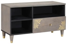 TV szekrény Szürke és Arany 80 x 33.5 x 46 cm Tömör mangófa