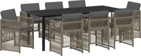 vidaXL Kert étkező szett 9 pcs Szürke Porszórt acél