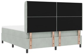 Boxspring Ágy Matrac és LED Világítás Szürke 180x200 cm Bársony