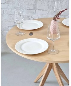 Kerek bővíthető étkezőasztal kőrisfa dekoros asztallappal 45x90 cm Jubi – Ragaba